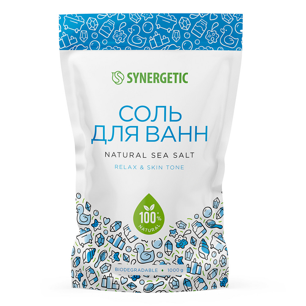 Соль для ванн Synergetic 1 кг пена для ванн роскошь гиацинта 730 г