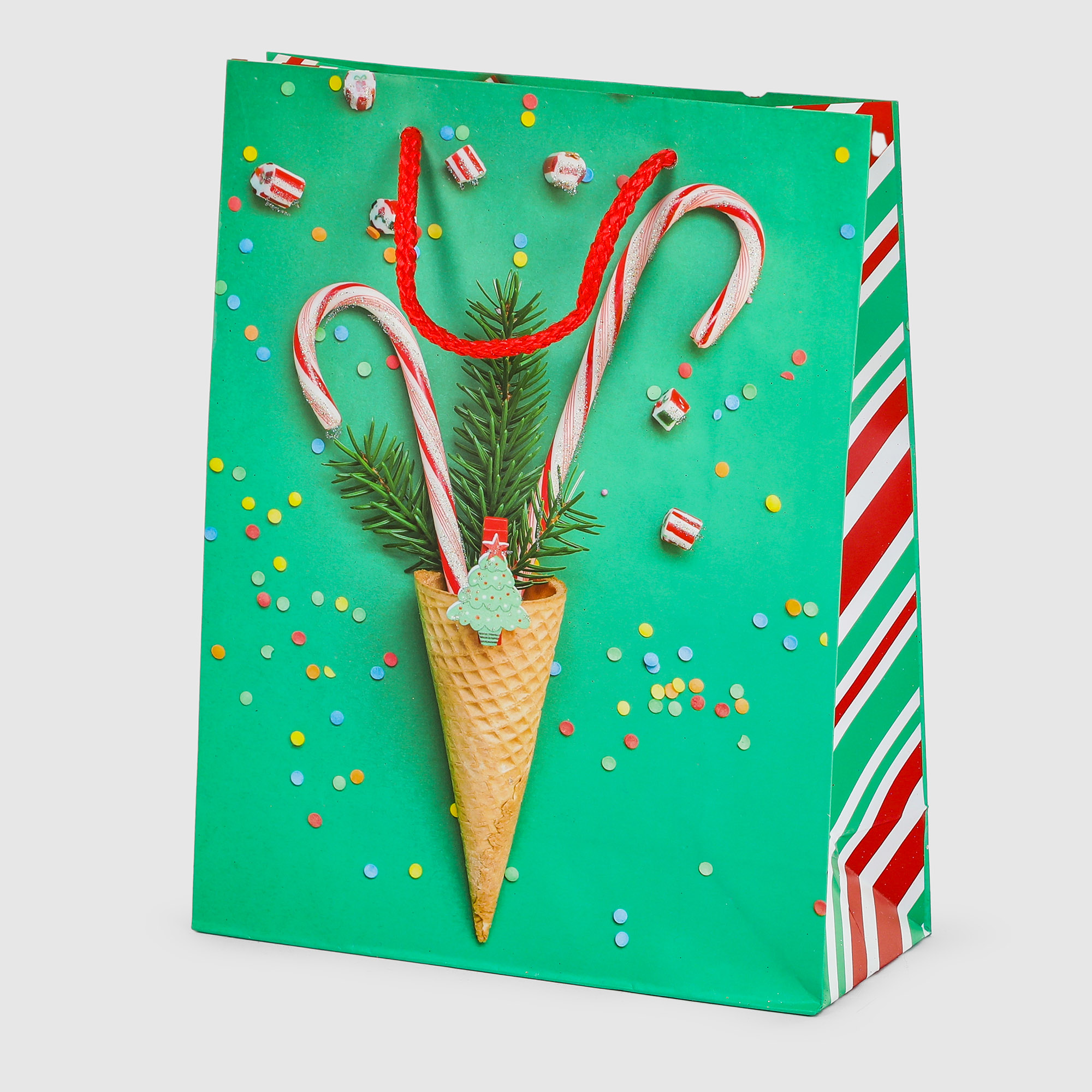 Пакет подарочный Due Esse Christmas 20x8x25 см в ассортименте, цвет зеленый - фото 1