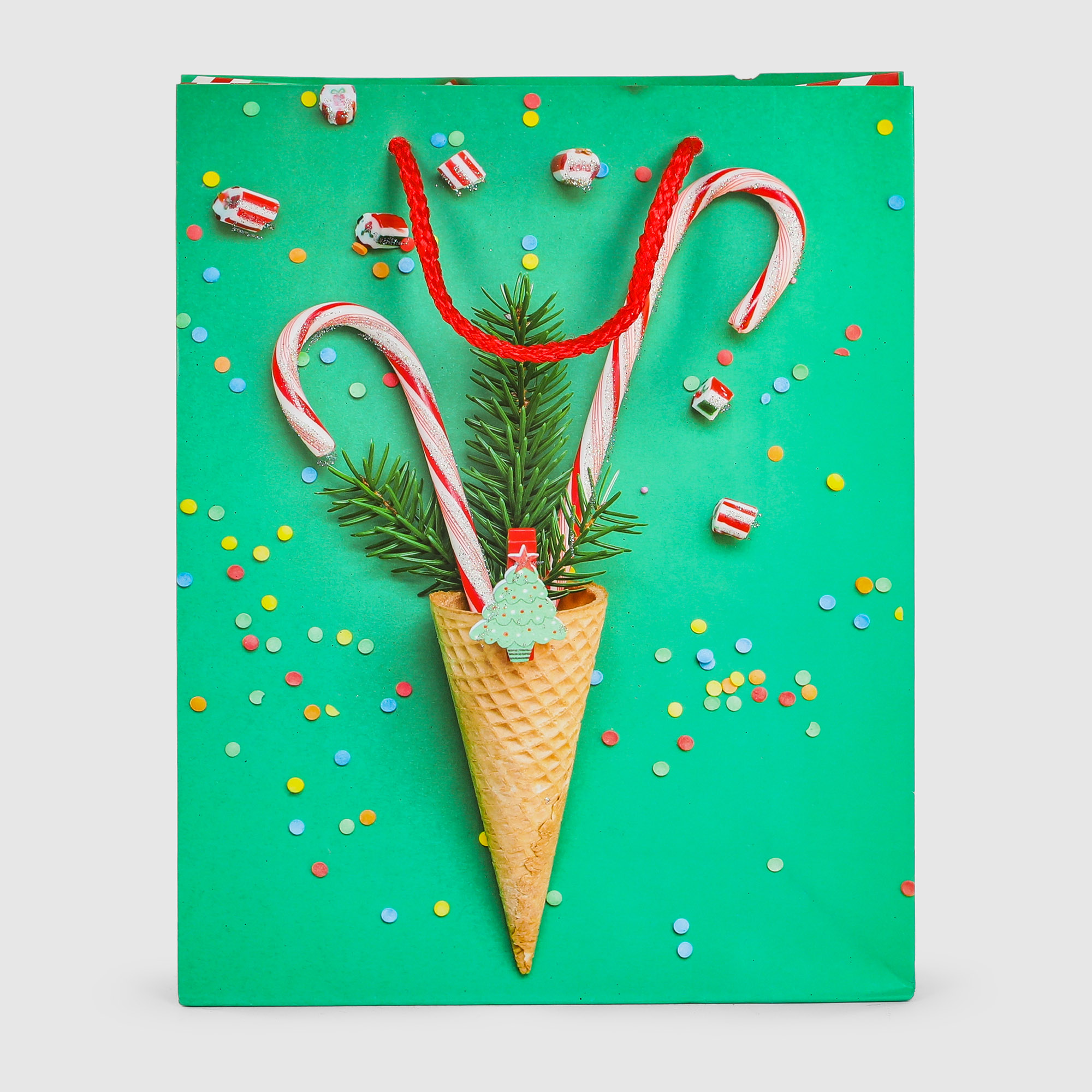 Пакет подарочный Due Esse Christmas 20x8x25 см в ассортименте, цвет зеленый - фото 2