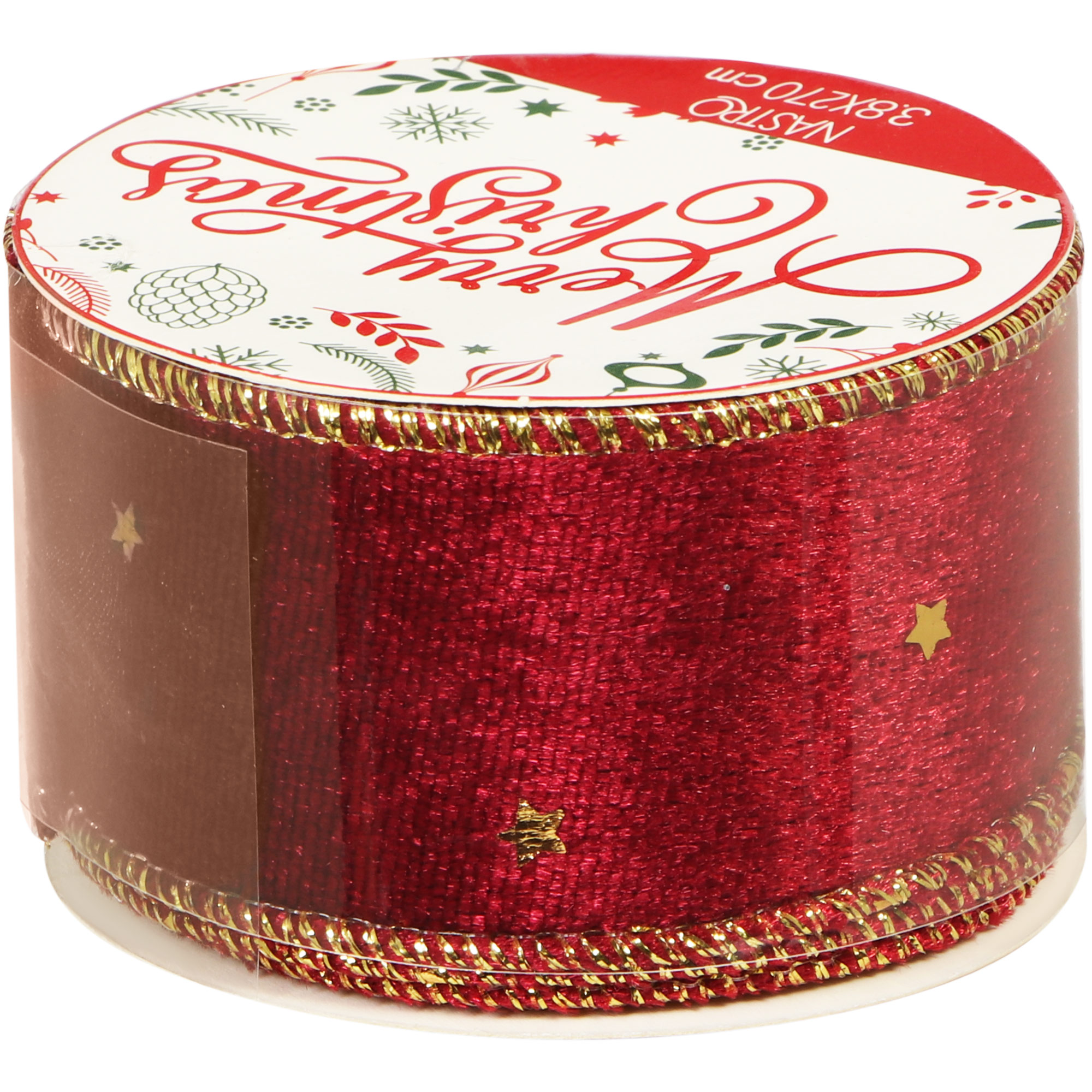 Лента новогодняя Due Esse Christmas CM003434 270 см бордо/золото, цвет красный - фото 1