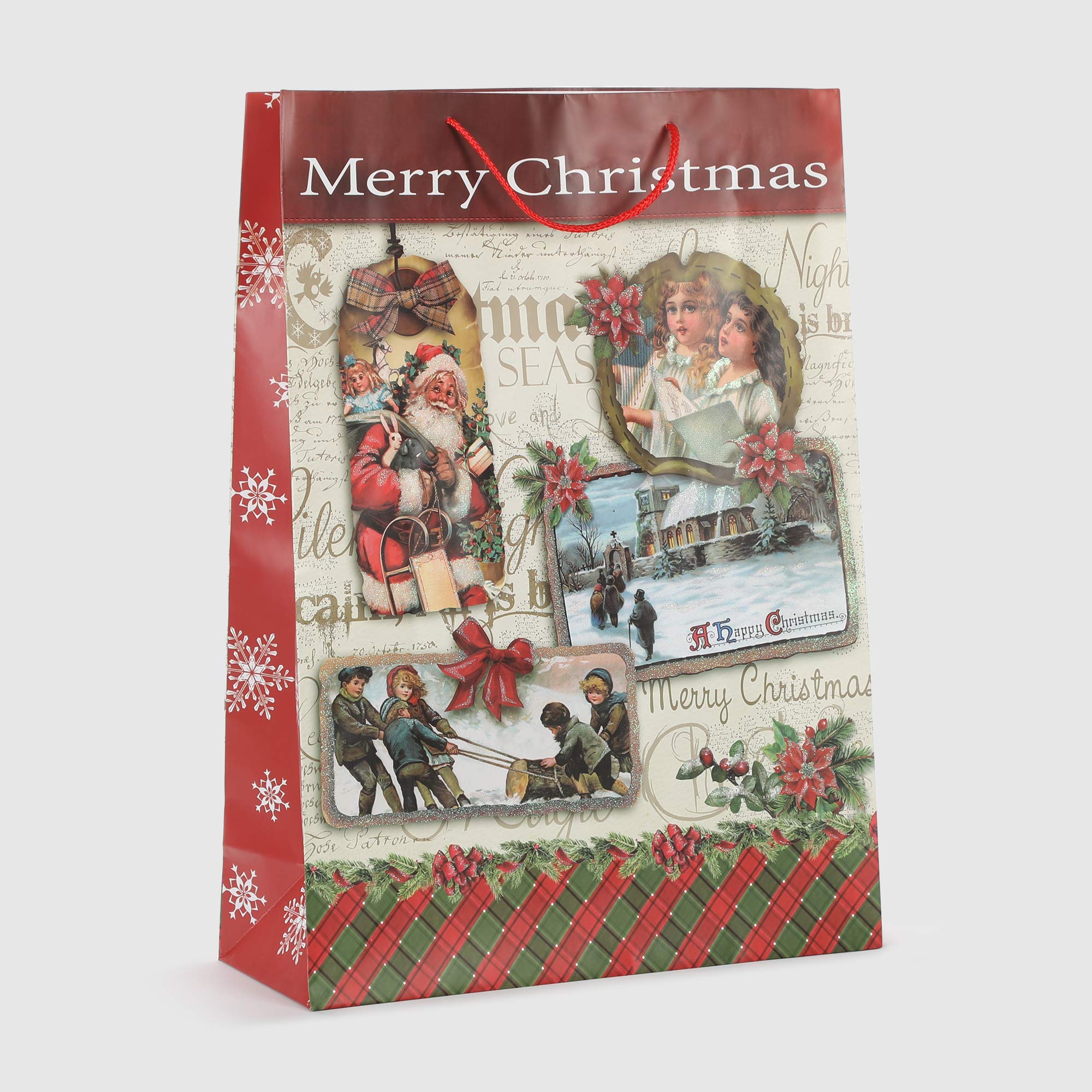 Пакет подарочный Due Esse Christmas vintage 44х17x61 см в ассортименте