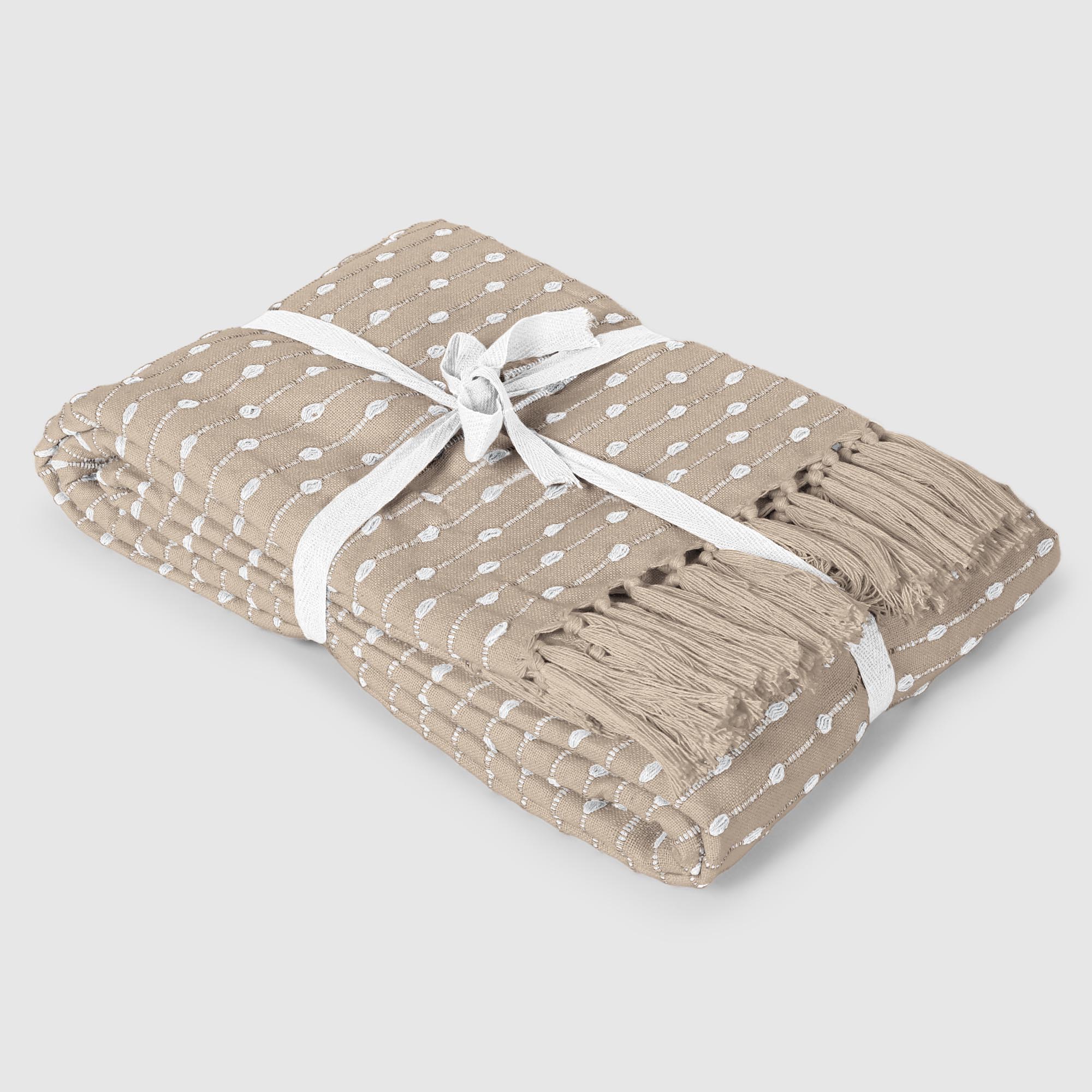 Плед хлопковый Homelines textiles point 140x200 см beige