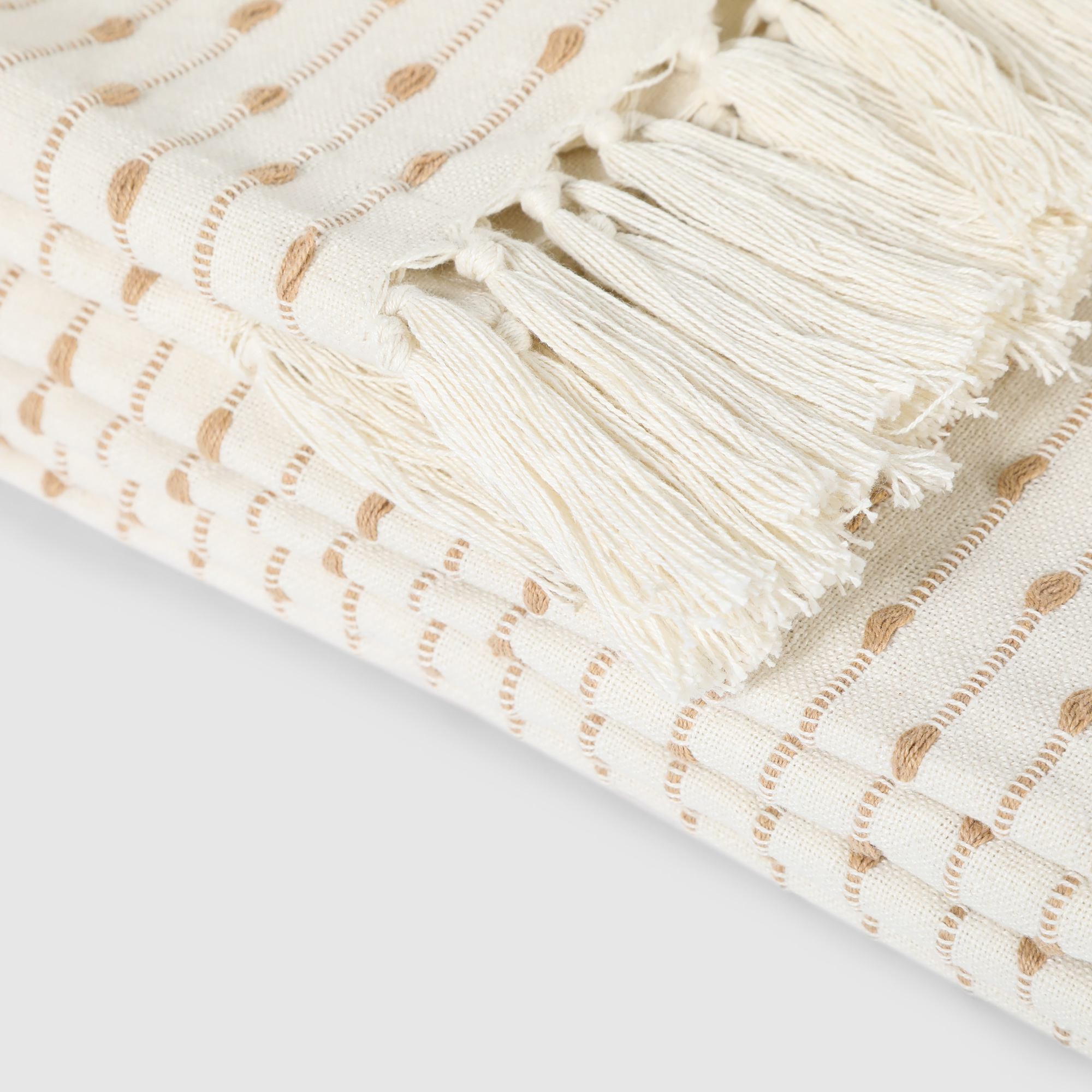 Плед хлопковый Homelines textiles point 140x200 см beige, цвет бежевый - фото 5