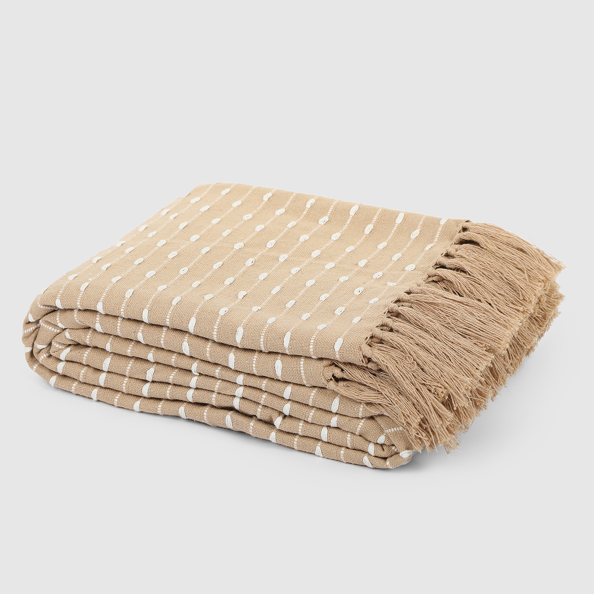 фото Плед хлопковый homelines textiles point 180x200 см beige