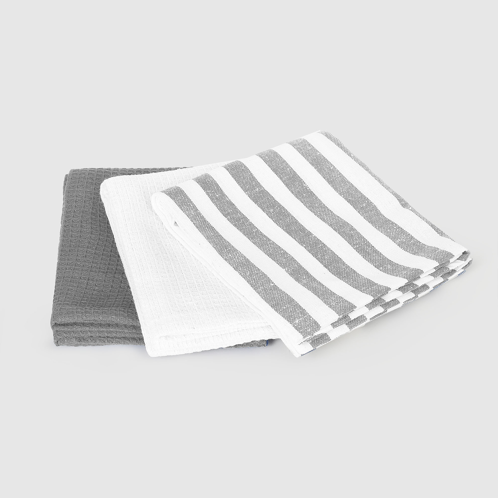 фото Набор из 3 кухонных салфеток homelines textiles 45x65см белый/серый