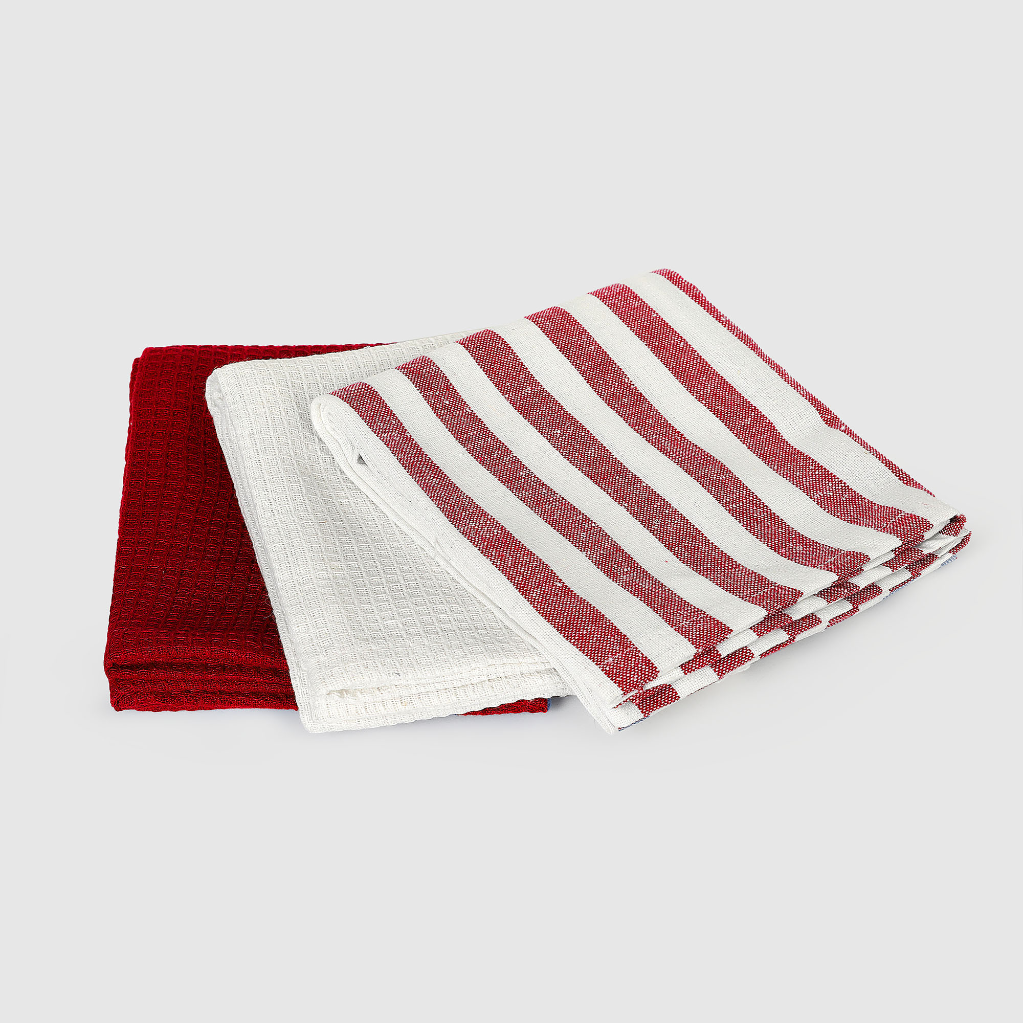 Набор из 3 кухонных салфеток Homelines textiles 45x65см белый/красный салфетки вискозные универсальные доляна 3 шт 30×38 см красный