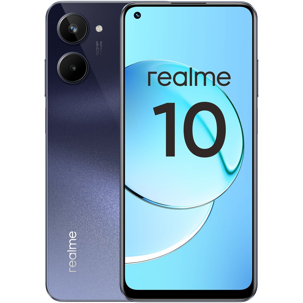 Смартфон Realme 10 4+128 Gb Rush Black смартфон xiaomi redmi note 10 pro с глобальной прошивкой 6 гб 128 гб mediatek mt6891z dimensity 1100 литий полимерный аккумулятор 5000 мач быстрая зарядка 67 вт