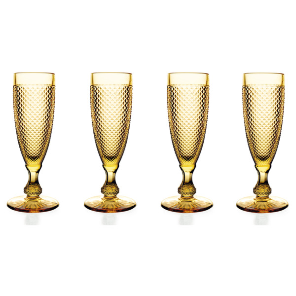 Набор бокалов для шампанского Vista Alegre Бикош желтый 110 мл, 4 шт набор стаканов для воды vista alegre бикош зеленые 280 мл 4 шт