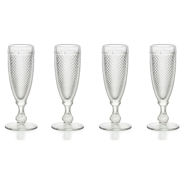 Набор бокалов для шампанского Vista Alegre Бикош 110 мл, 4 шт набор стаканов для виски vista alegre бикош 280 мл 4 шт прозрачный