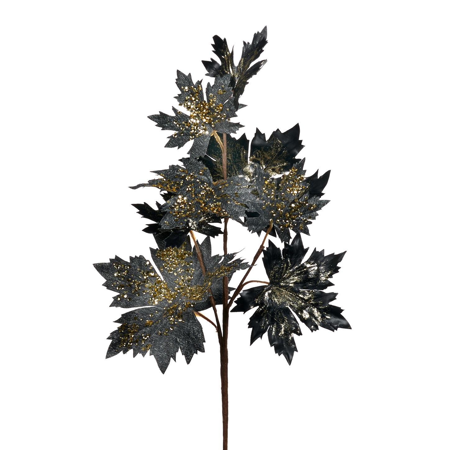 Ветвь кленовая Goodwill deco декоративная черно-золотая 65 см