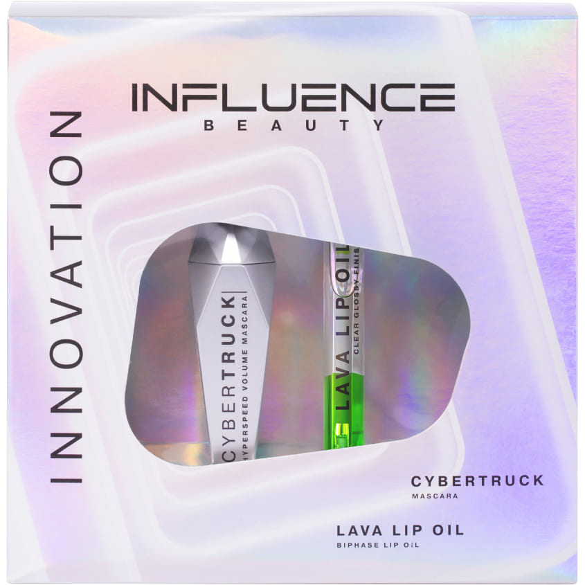 Подарочный набор Influence beauty тушь Cybertruck и двухфазное масло для губ Lava lip oil №4 тушь для ресниц суперобъемная