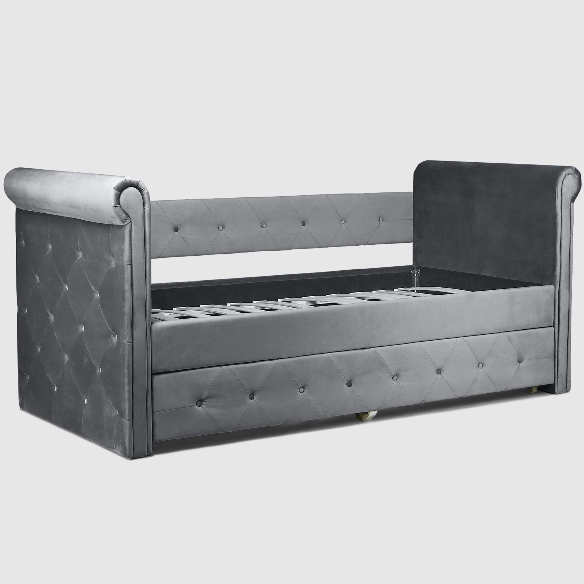 Кровать AHF Мари двухъярусная серая 90x200 см, размер 90х200