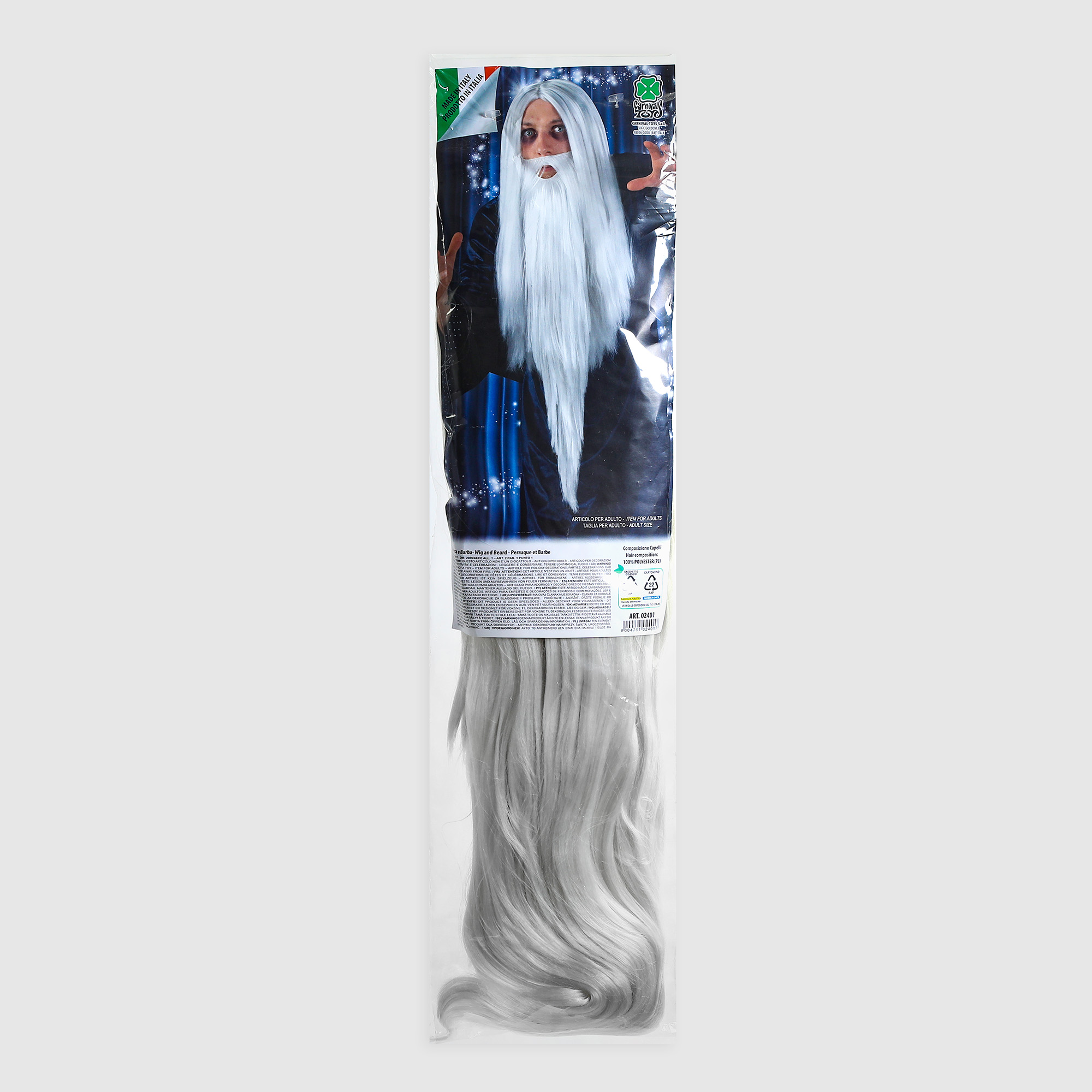 Комплект Carnival Toys парик и борода с усами белый