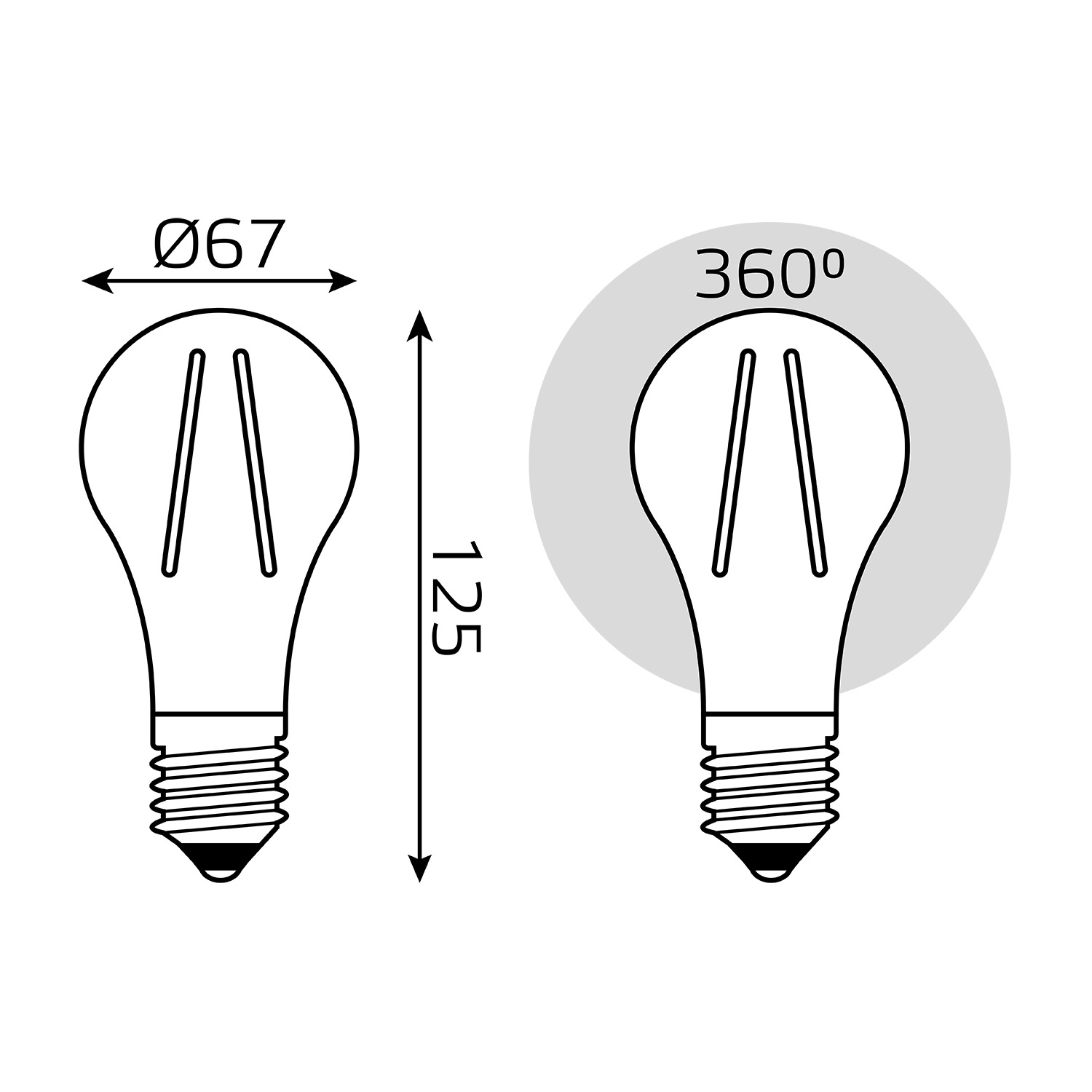 Лампа Gauss Filament А70 22W 2000lm 2700К Е27 LED 1/10/40 Вид№6