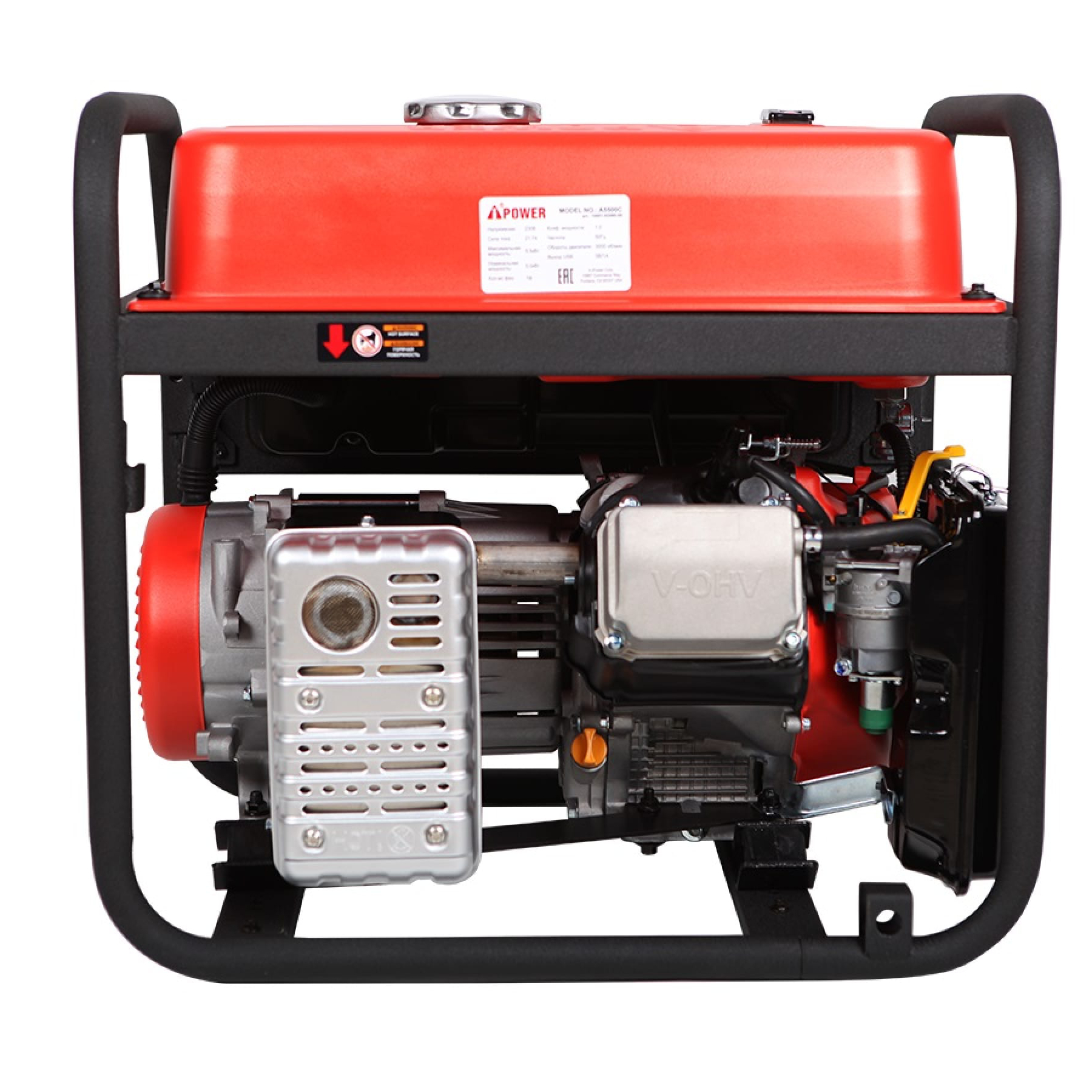 Бензиновый генератор Power с ручным запуском 5,5 кВт (A5500С), цвет красный Е1000 - фото 3
