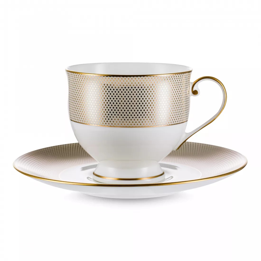 фото Чашка чайная с блюдцем narumi золотой алмаз 240 мл наруми