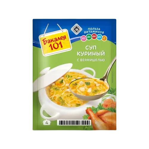 Суп Бакалея 101 Куриный с вермишелью, 60 г суп vegeta грибной с вермишелью 40 г