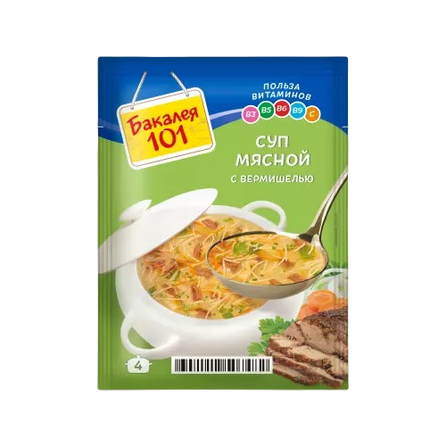 Суп Бакалея 101 Мясной с вермишелью, 60 г суп русский продукт 60г мясной с вермишелью