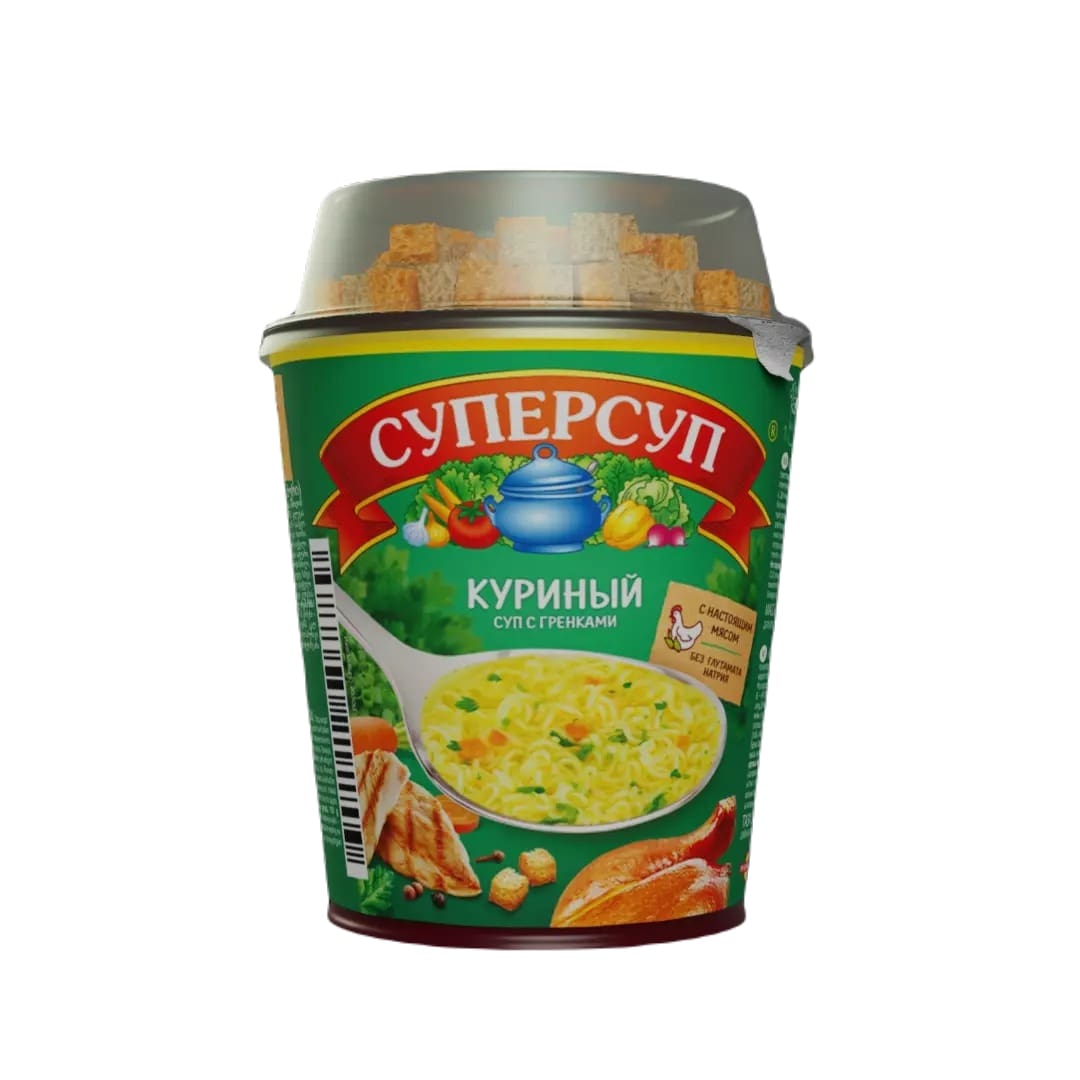 Суперсуп суп-пюре Куриный+гренки, 40 г лапша доширак морепродукты 90 г