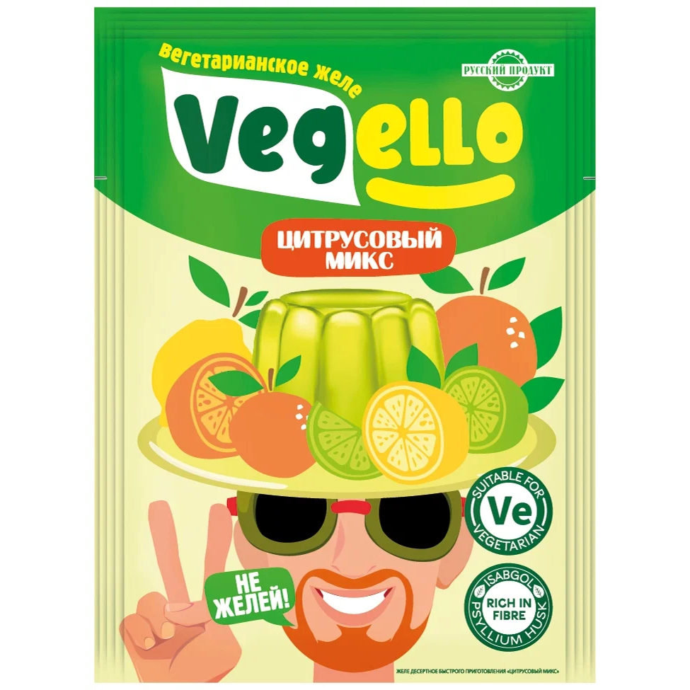 Желе быстрого приготовления Русский Продукт Vegello цитрусовый микс 40 г