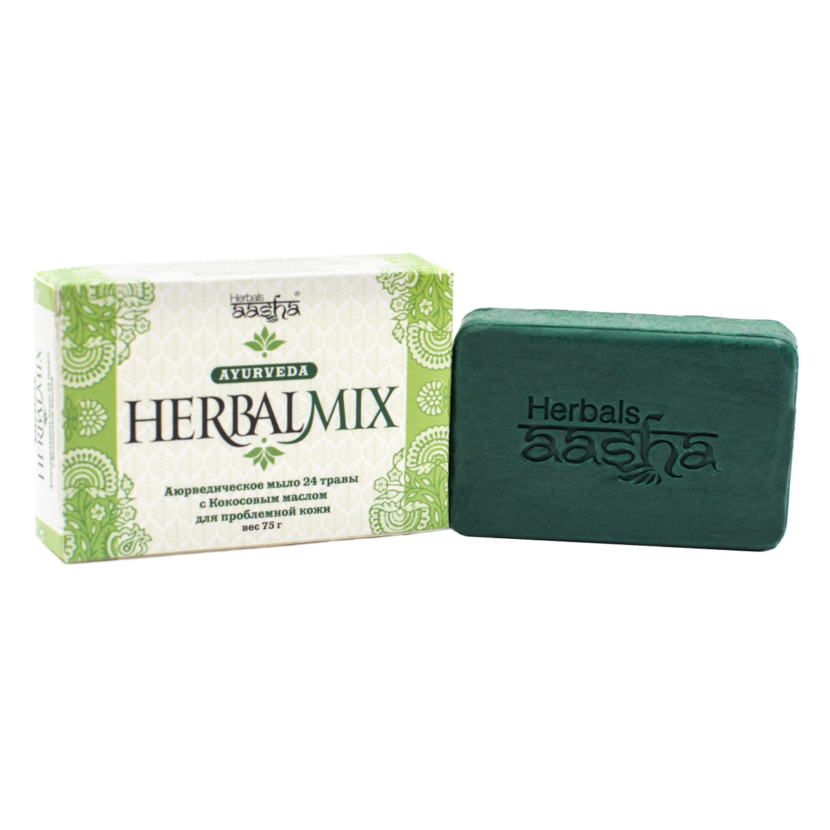 Мыло 24 травы Aasha Herbals HerbalMix с Кокосовым маслом, 75 г натуральный фитодепилятор для чувствительной кожи с алоэ вера маслом лаванды 100 мл