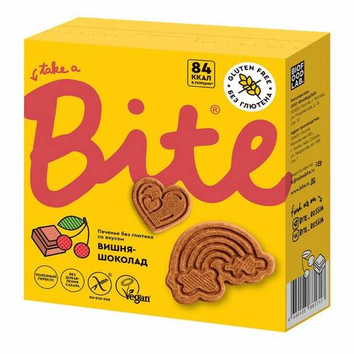 Печенье Take a Bitey вишня-шоколад, 115 г здоровое питание take a bitey печенье с глазурью шоколад