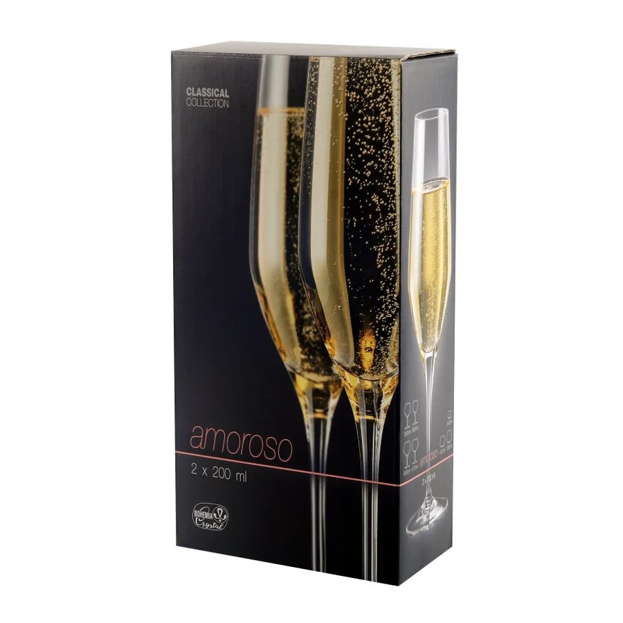 Набор бокалов Crystalex Аморосо для шампанского 200 мл 2 шт, цвет прозрачный - фото 2