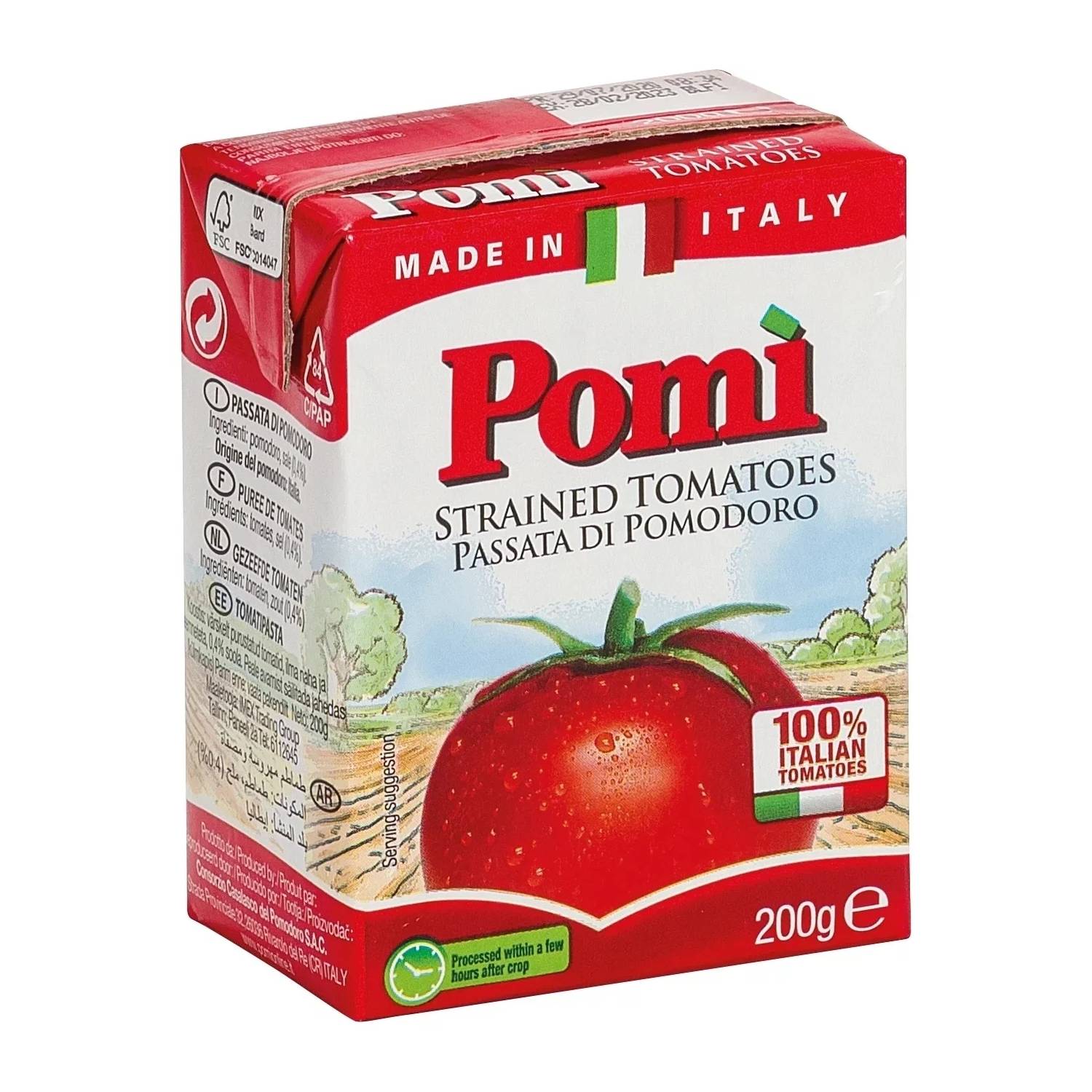 Томаты Pomi протертые, 200 г томаты aro очищенные в собственном соку 800 гр