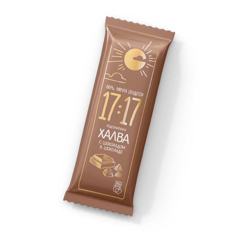 Батончик халва подсолнечная 17:17 с какао в молочном шоколаде 50 г топпинг royal cane халва 0 5 кг