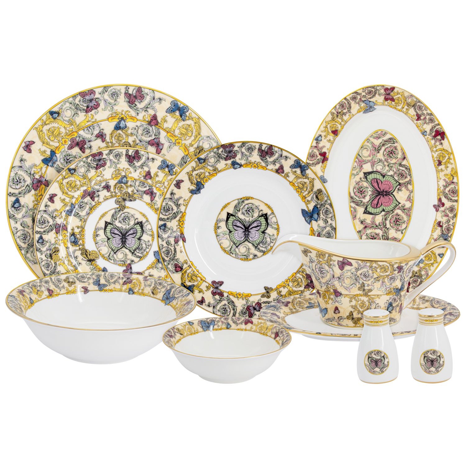 Сервиз обеденный Royal Crown Бабочки 27 предметов 6 персон набор тарелок обеденных spode наследие 27 см 4 шт