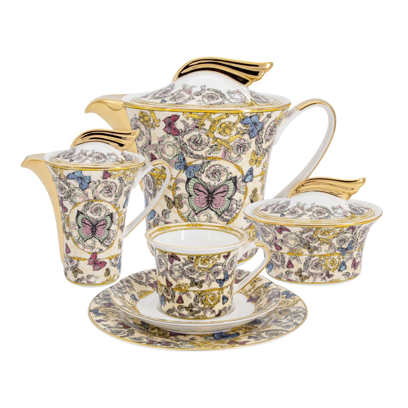 Сервиз чайный Royal Crown Бабочки 21 предмет 6 персон молочник 200 мл tudor royal circle