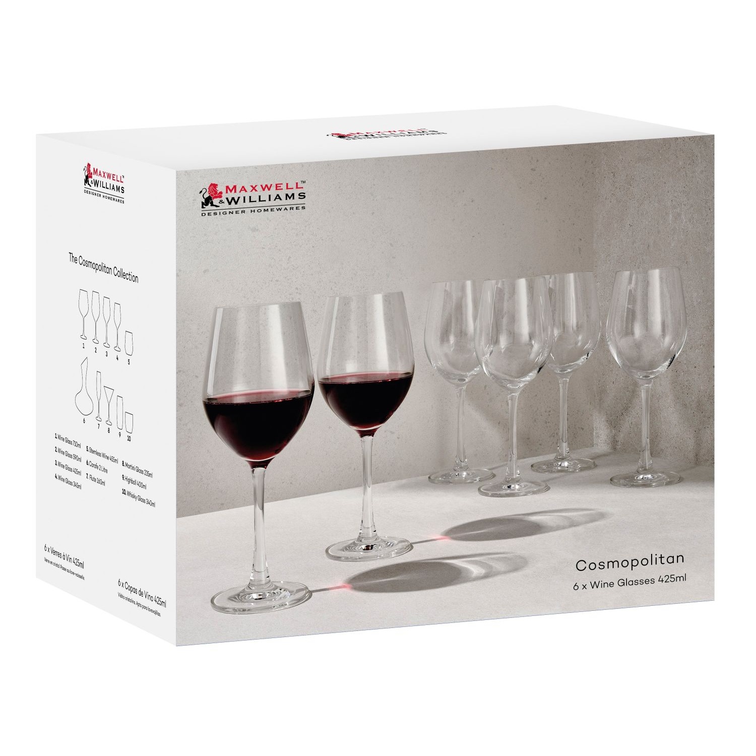 Набор бокалов Maxwell & Williams Cosmopolitan для вина 0,425 л, цвет прозрачный - фото 3