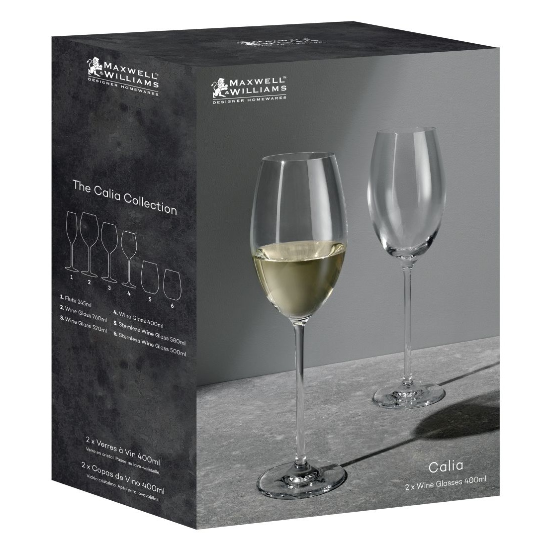 Набор бокалов Maxwell & Williams Calia для вина 0,4 л 2 шт, цвет прозрачный - фото 3