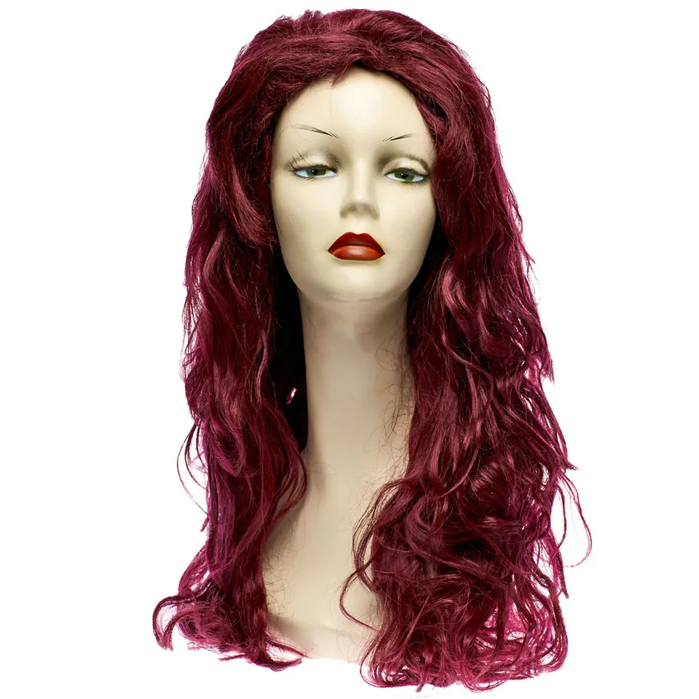 Парик Yet Sun Wigs Manuf длинный волнистый с челкой бордовый, 65 см парик каре carnival toys с челкой красный
