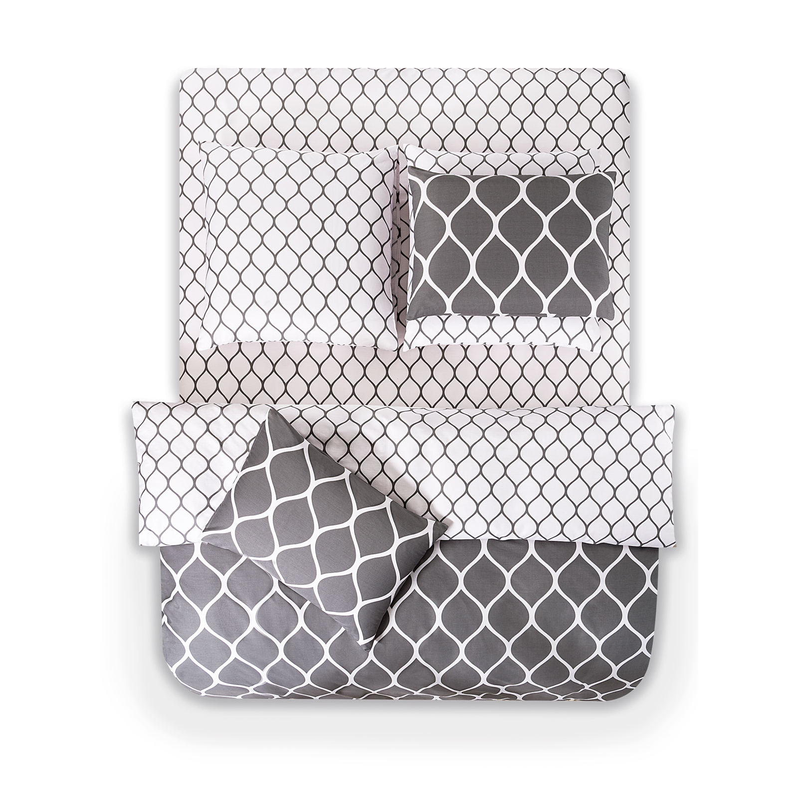Комплект постельного белья Prime Prive Харди белый с серым Полуторный, цвет серый, размер Полуторный - фото 3