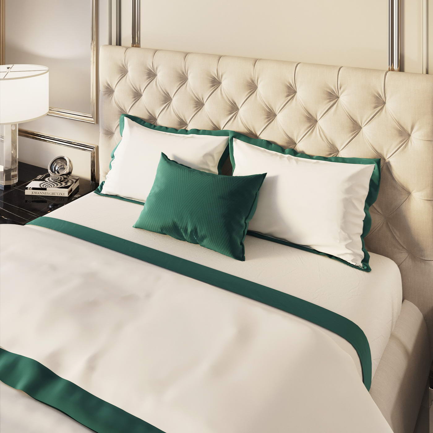 Комплект постельного белья Sofi De Marko Флер №1 белый с зелёным Полуторный, цвет зелёный, размер Полуторный - фото 2