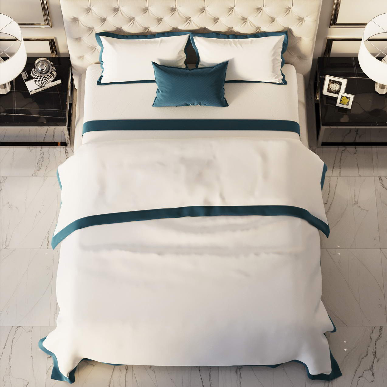 Комплект постельного белья Sofi De Marko Флер №7 белый с синим Полуторный, цвет синий, размер Полуторный - фото 3