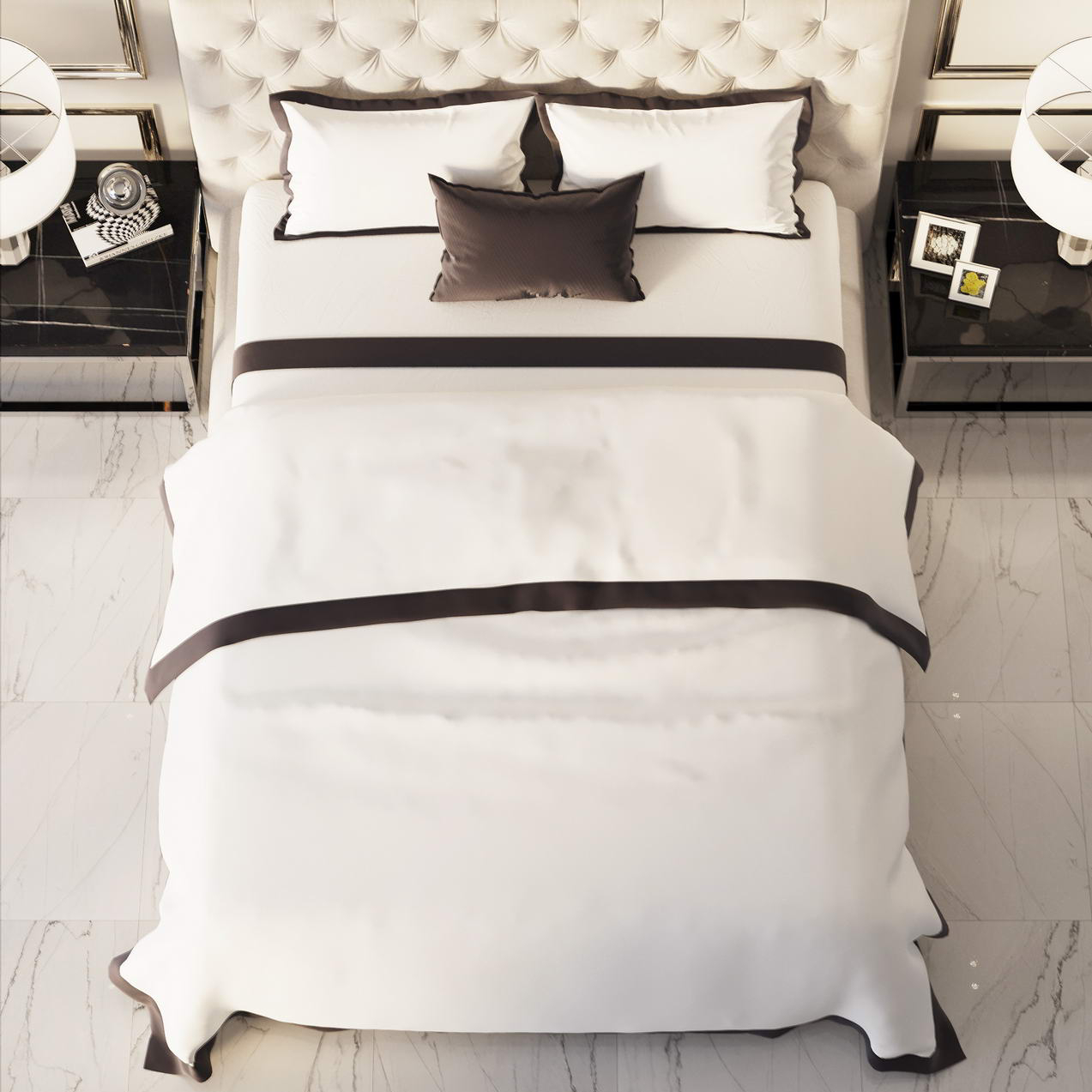Комплект постельного белья Sofi De Marko Флер №8 белый с коричневым Полуторный, цвет коричневый, размер Полуторный - фото 3