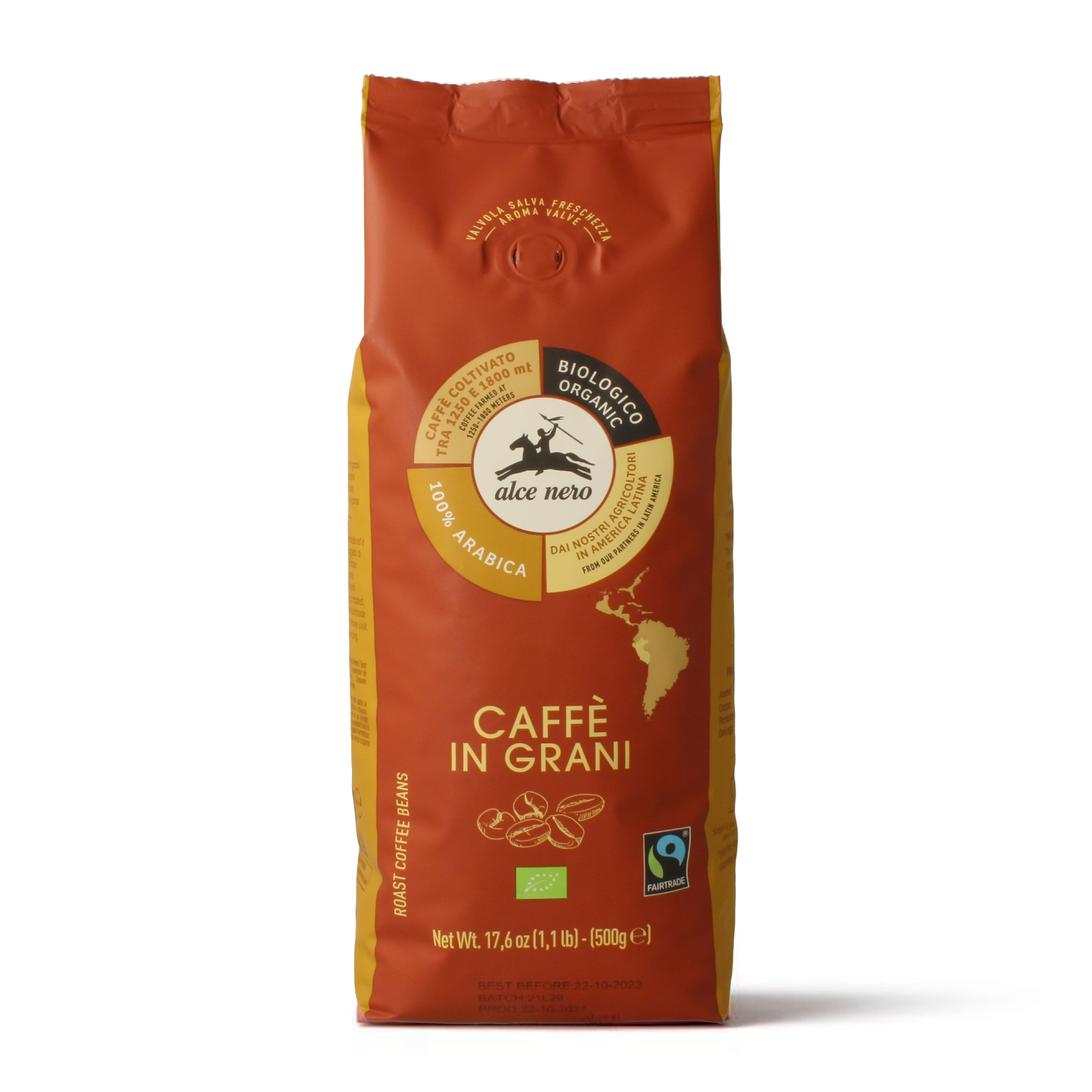 Кофе в зернах Alce Nero 100% Арабика 500 г кофе молотый alce nero espresso organic 100% арабика 250 г