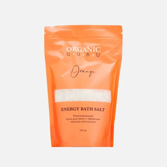 Соль для ванн Organic Guru тонизирующая с маслом апельсина 750 г мыло антибактериальное valeur для нижнего белья с маслом ромашки 2х120 г