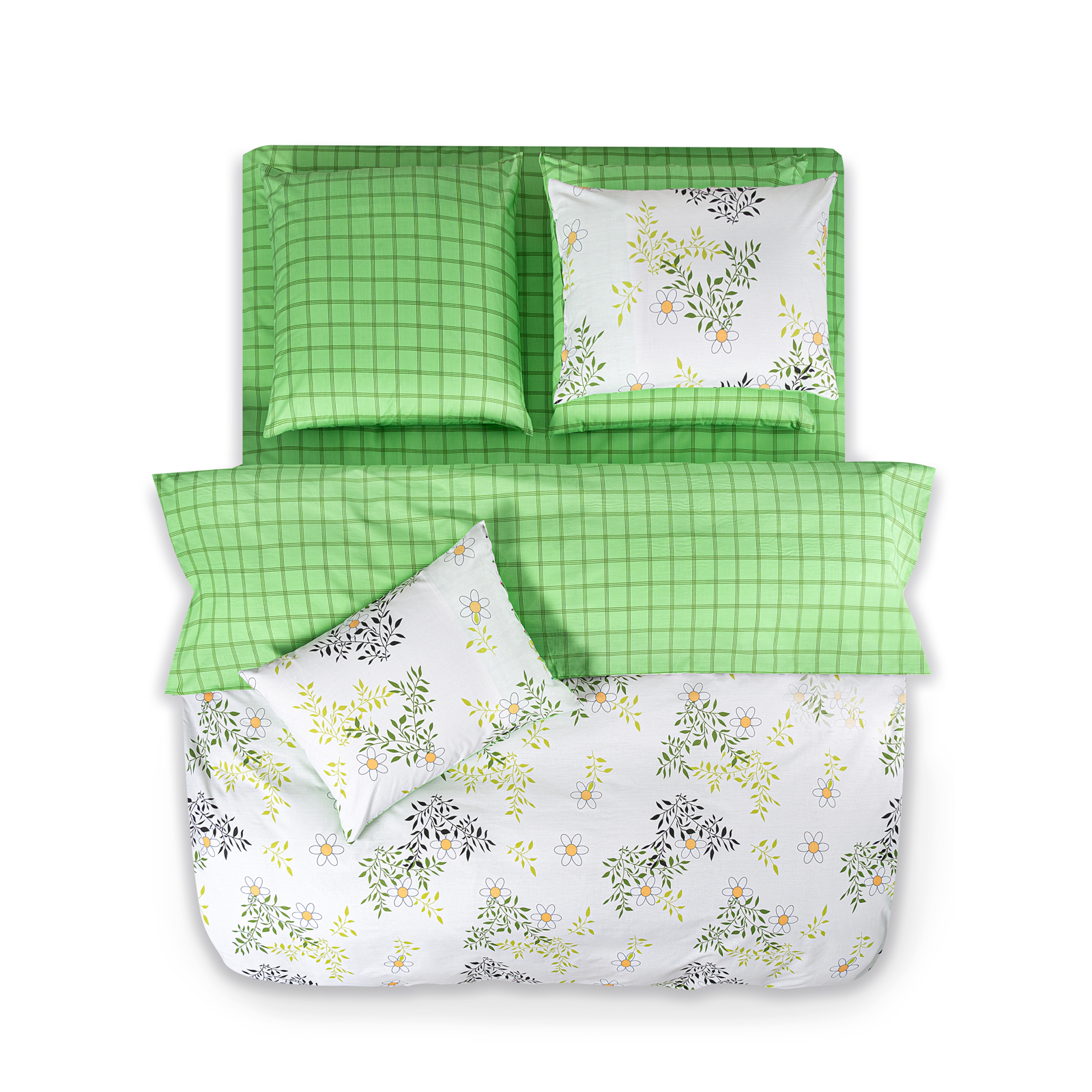 Комплект постельного белья Daily by T Лима зеленый с белым Евро, цвет белый, размер Евро - фото 4