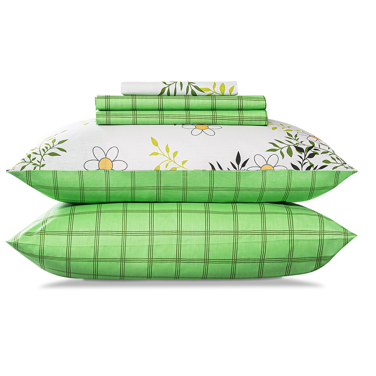 Комплект постельного белья Daily by T Лима зеленый с белым Евро, цвет белый, размер Евро - фото 7