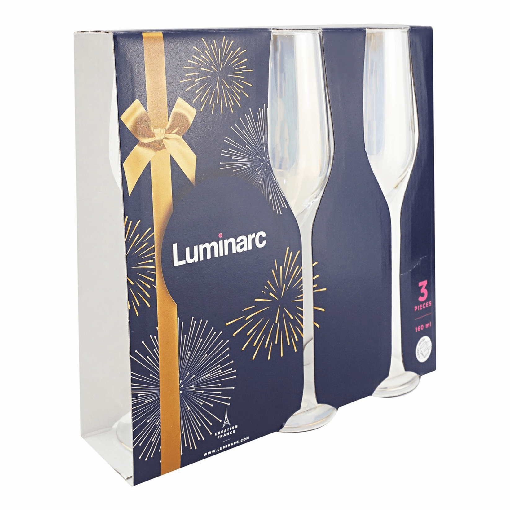 Набор бокалов для шампанского Luminarc Celeste Golden Chameleon 160 мл 3 шт, цвет золотистый - фото 2