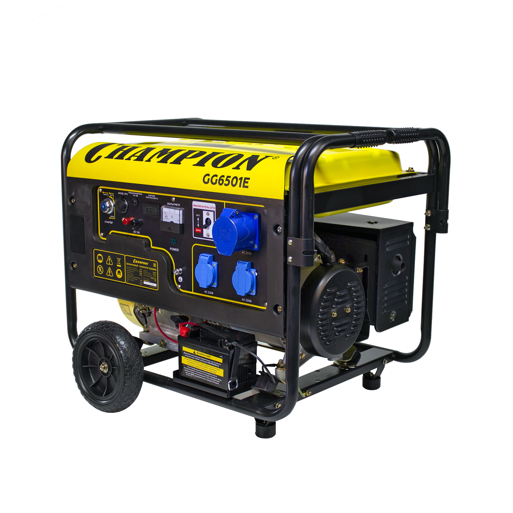 Генератор бензиновый CHAMPION GG6501E+ATS, цвет желтый G421HCE - фото 2