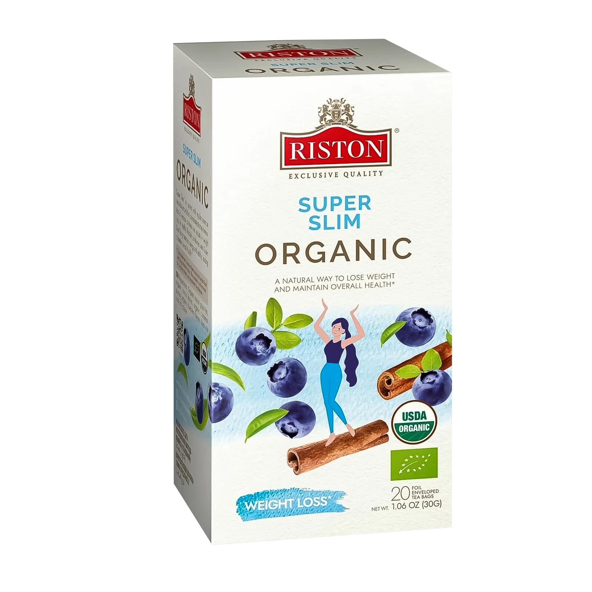 Чай зеленый Riston Super Slim Organic 20х1,5 г базилик зеленый аромат корицы евросемена
