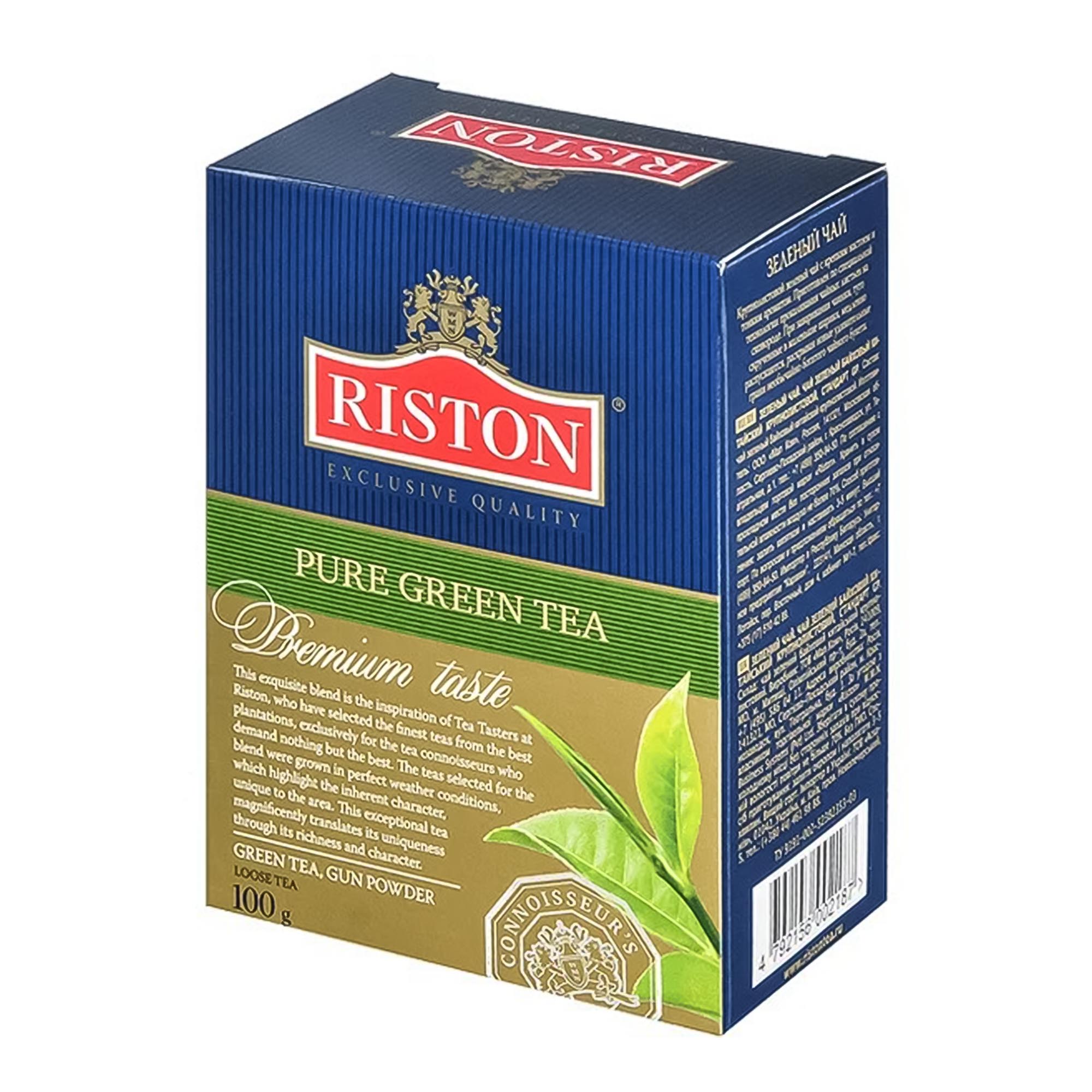 Чай зеленый листовой Riston 100 г homecat эколайн зеленый чай комкующийся наполнитель для кошек с ароматом зеленого чая 6 л