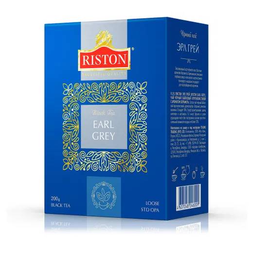 Чай чёрный Riston листовой ЭрлГрей, 200 г чай чёрный листовой riston английский завтрак 100 г