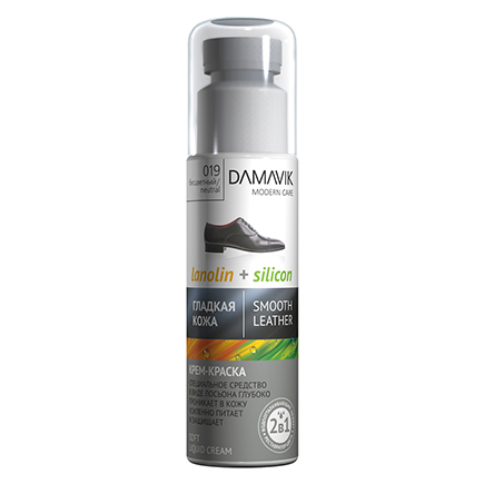 Крем-краска Damavik для гладкой кожи новая формула: силикон + ланолин, 75 мл, цвет черный крем salton для обуви из гладкой кожи черный