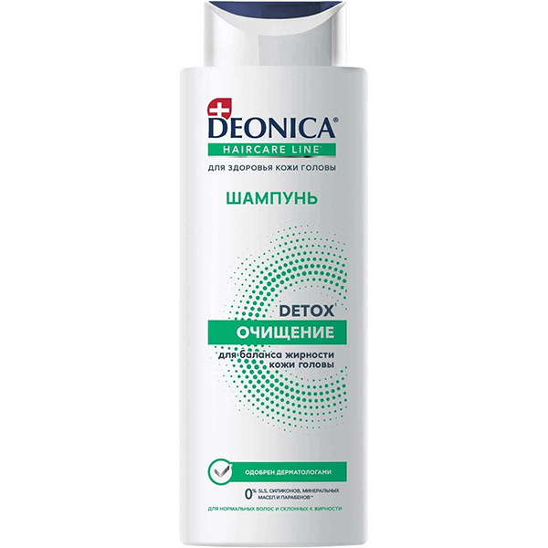 Шампунь для волос Deonica DETOX очищение  380 мл шампунь для нормальных и жирных волос от перхоти 400 мл