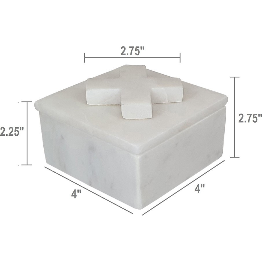 Шкатулка Glasar из белого мрамора крестик 10х10х5см Вид№2